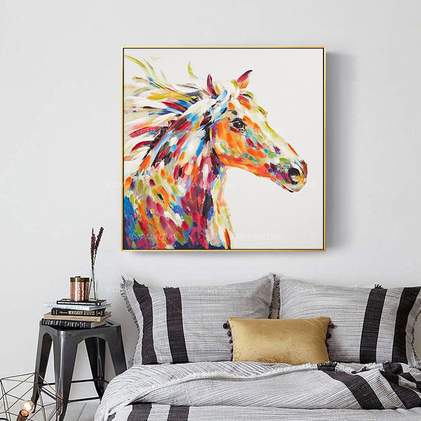Horse Portrait,Original Animal Horse Paintings On Canvas Office Decor Large pain #4