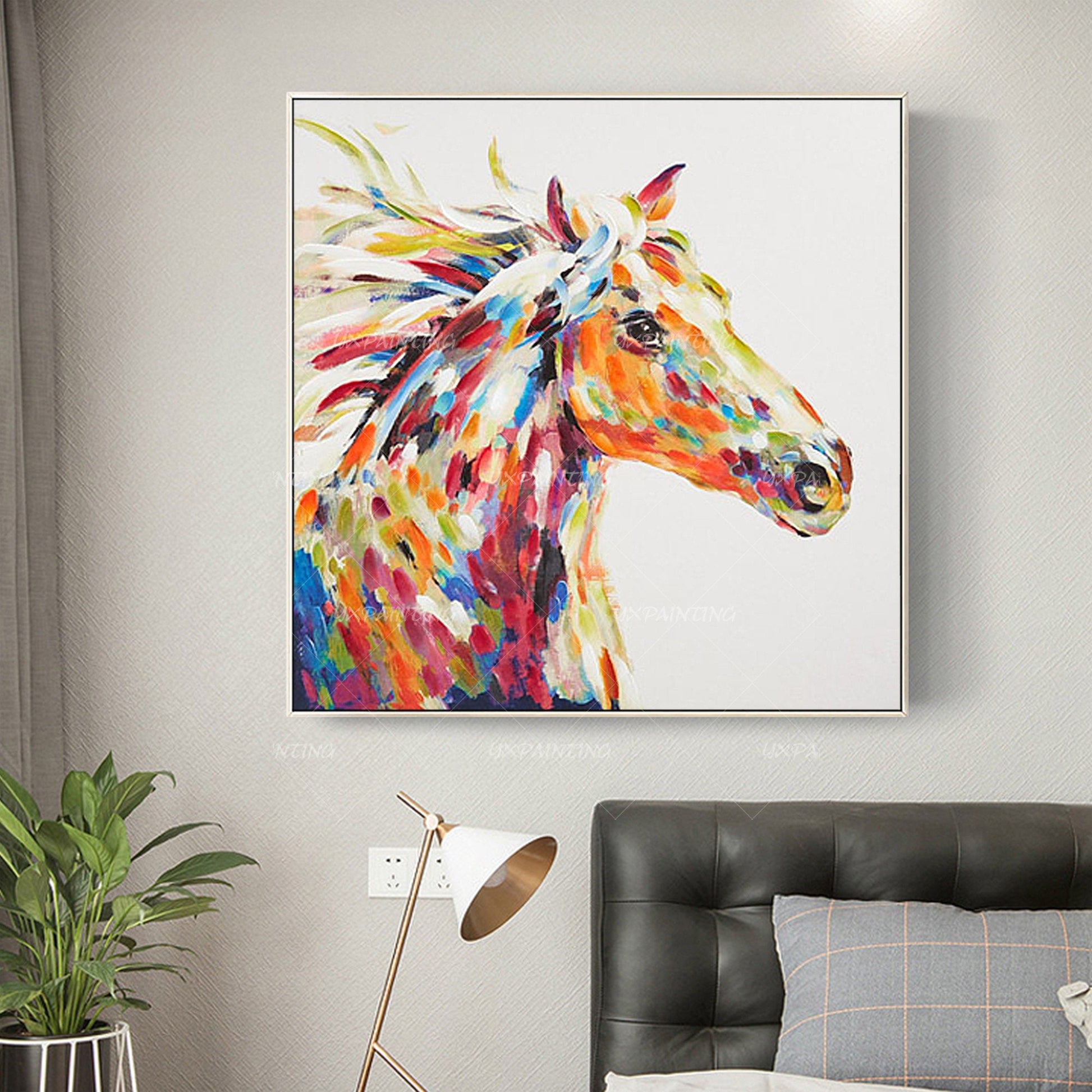 Horse Portrait,Original Animal Horse Paintings On Canvas Office Decor Large pain #5