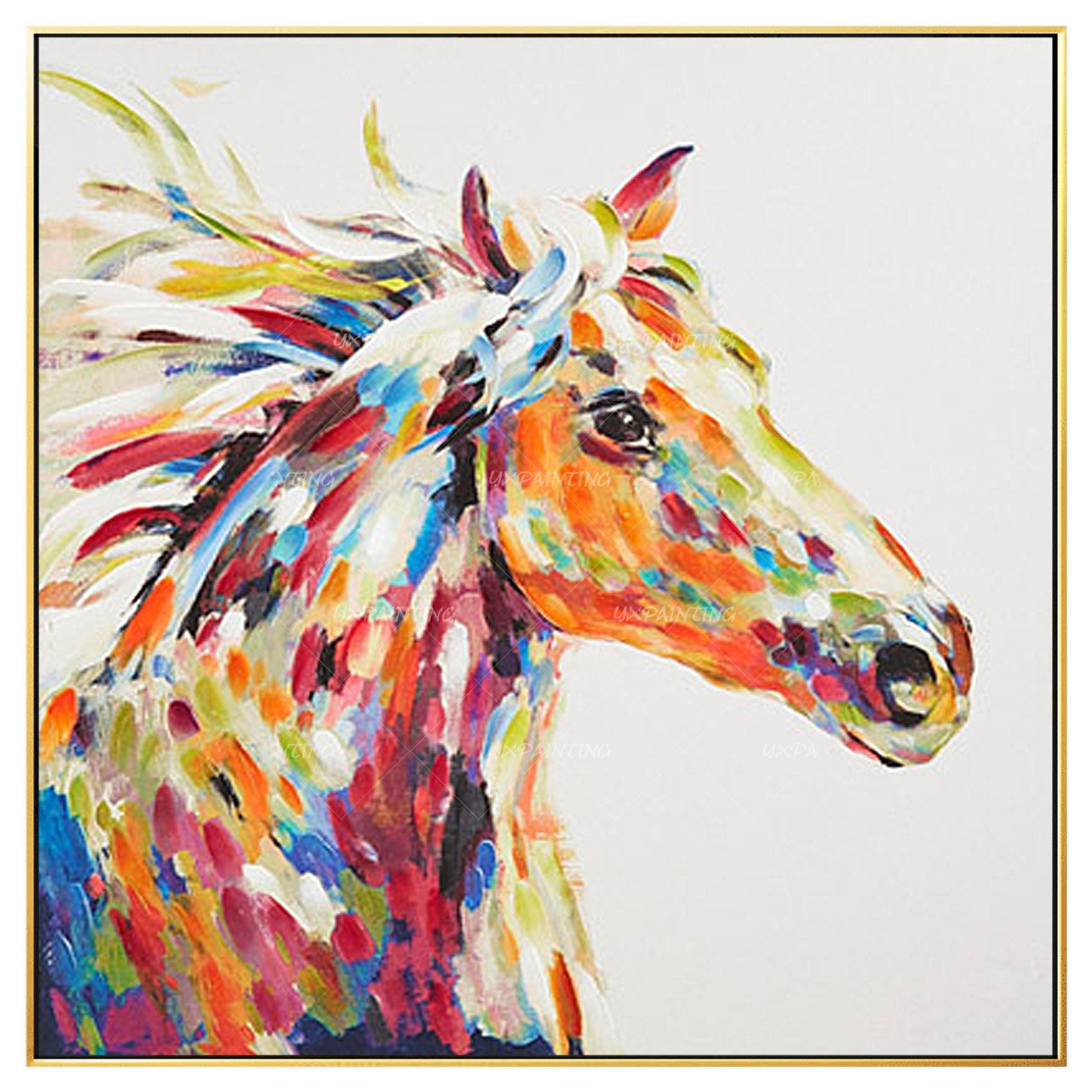 Horse Portrait,Original Animal Horse Paintings On Canvas Office Decor Large pain #6