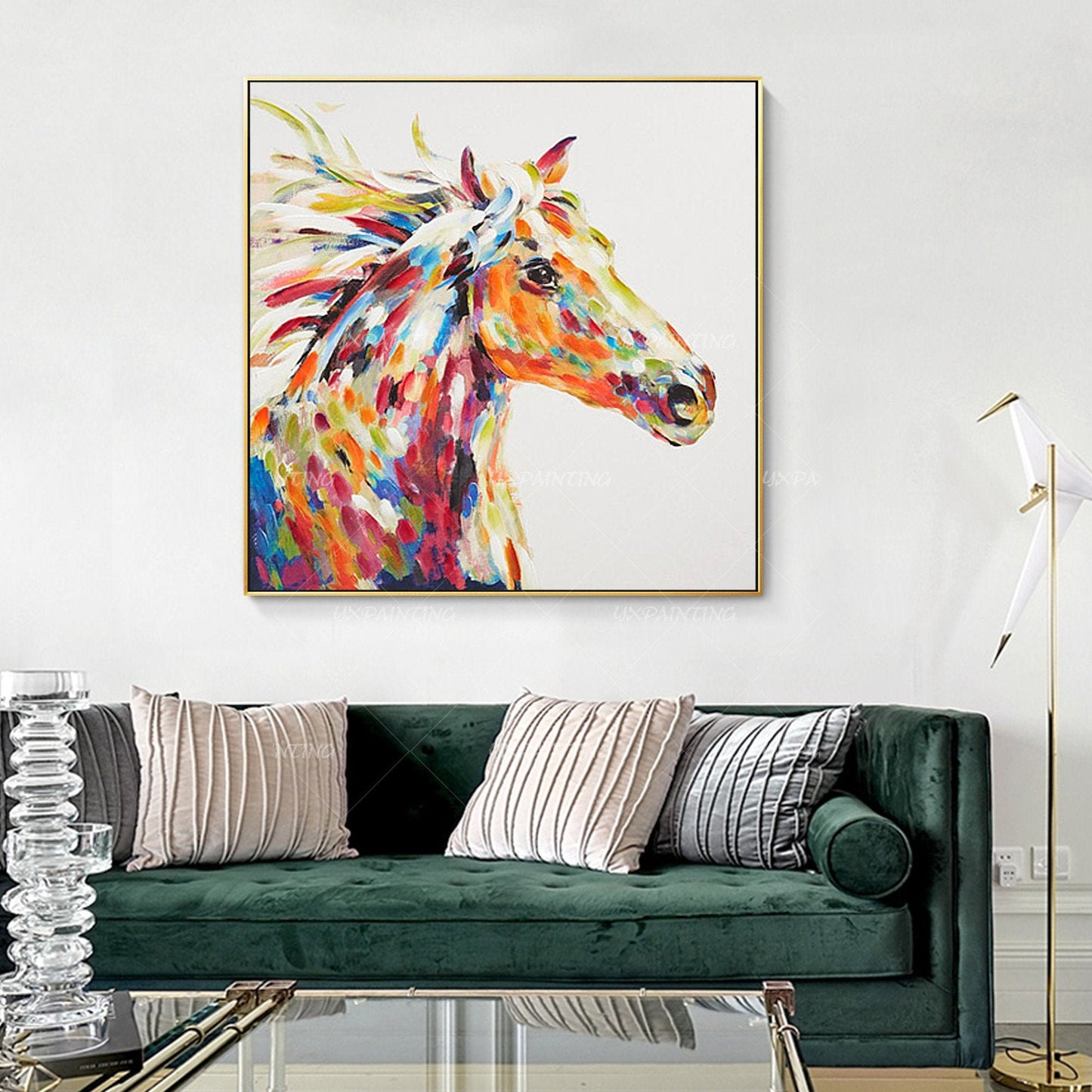 Horse Portrait,Original Animal Horse Paintings On Canvas Office Decor Large pain #1