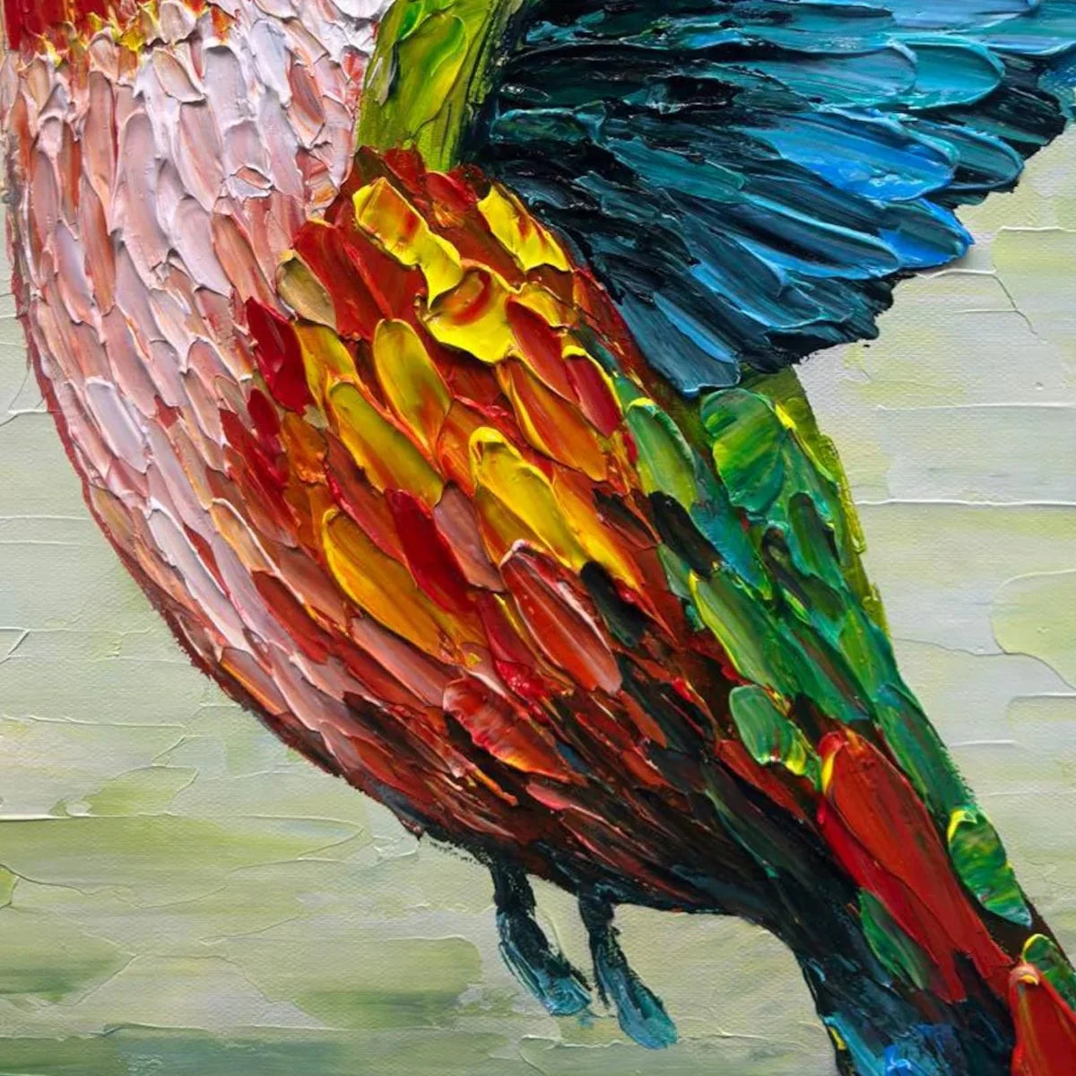 HUMMINGBIRD RADIANCE: Impasto Colorful Wildlife Oil Painting | rolled canvas, ready for custom framing