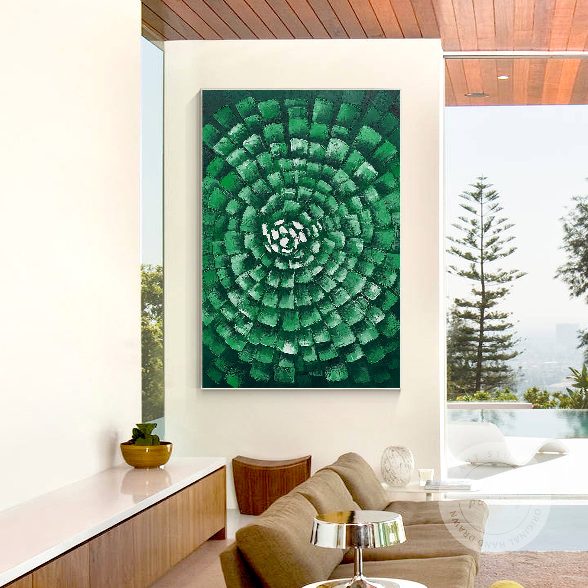 Hunter Green Original Abstract Painting on Canvas, Texture Wall Art, Extra Large #2