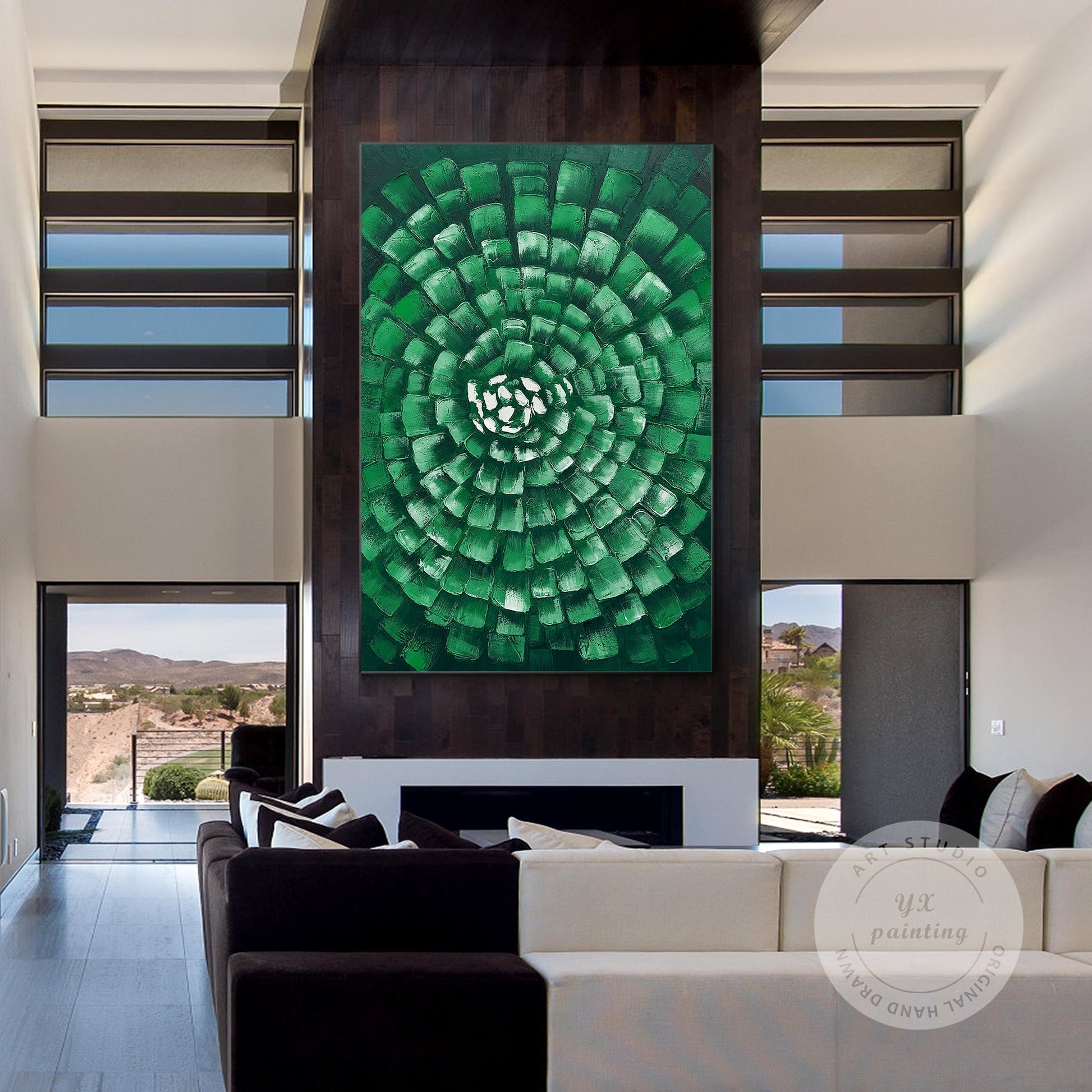 Hunter Green Original Abstract Painting on Canvas, Texture Wall Art, Extra Large #5