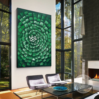 Hunter Green Original Abstract Painting on Canvas, Texture Wall Art, Extra Large #1