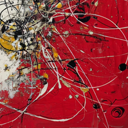 IGNITION: Bold Red and Black Abstract Expressionist Wall Art | rectangular format, hand-painted canvas edge