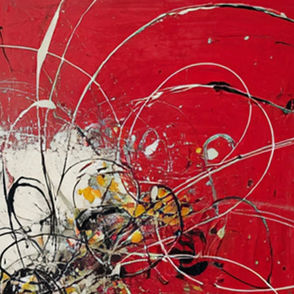 IGNITION: Bold Red and Black Abstract Expressionist Wall Art | rolled canvas, ready for custom framing