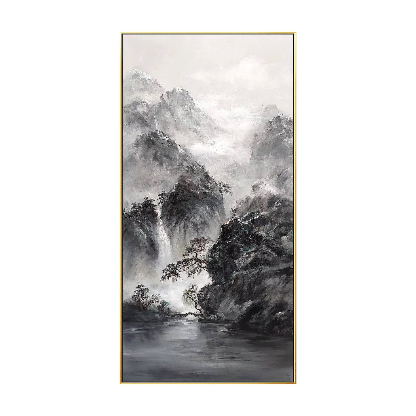 Impressionistisch schilderij berglandschap: extra grote verticale canvas muurkun #16
