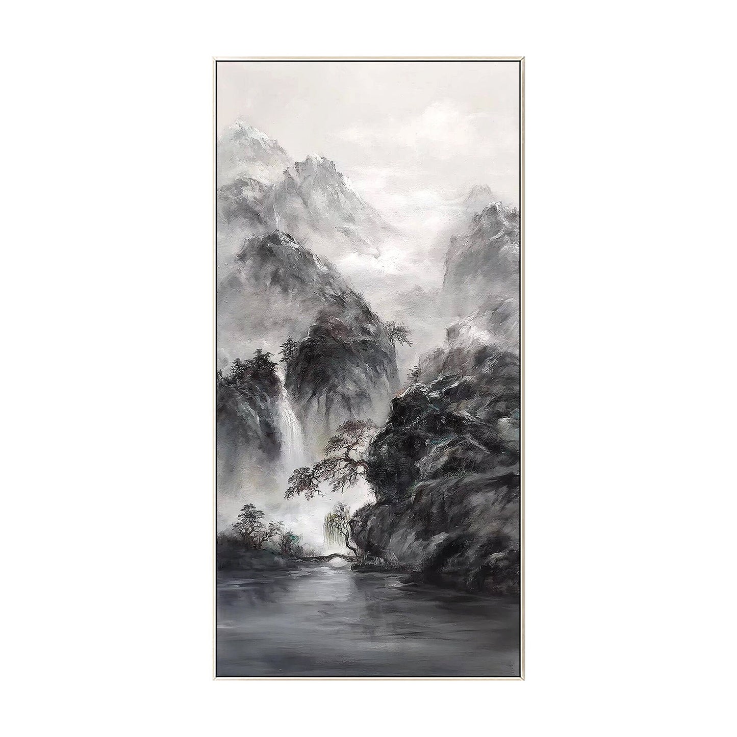Impressionistisch schilderij berglandschap: extra grote verticale canvas muurkun #17