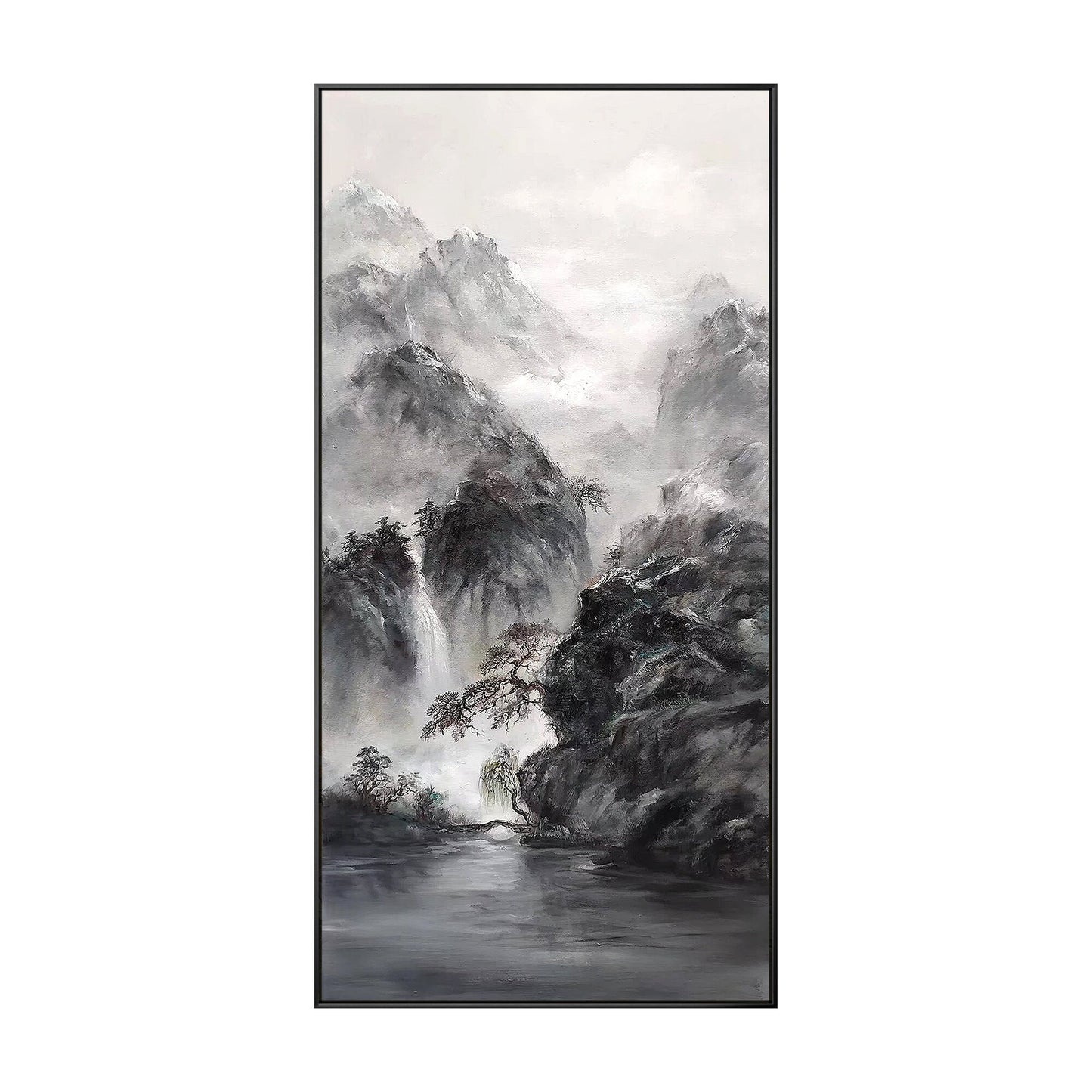 Impressionistisch schilderij berglandschap: extra grote verticale canvas muurkun #18