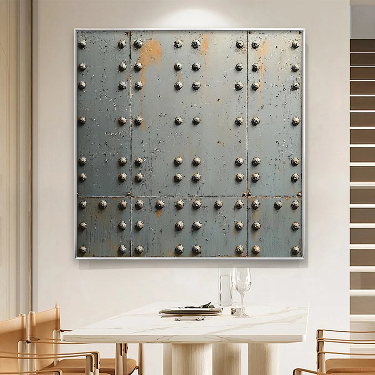 INDUSTRIAL STRENGTH: Textured Metal Panel Oil Painting | rolled canvas, ready for custom framing