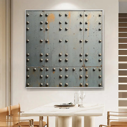 INDUSTRIAL STRENGTH: Textured Metal Panel Oil Painting | rolled canvas, ready for custom framing