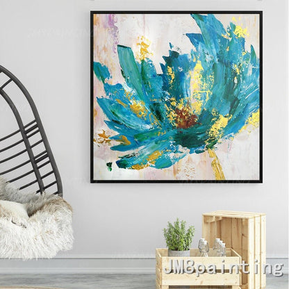 Ingelijst schilderij Valentijnsdag decor originele bloem acryl schilderij paletm #11