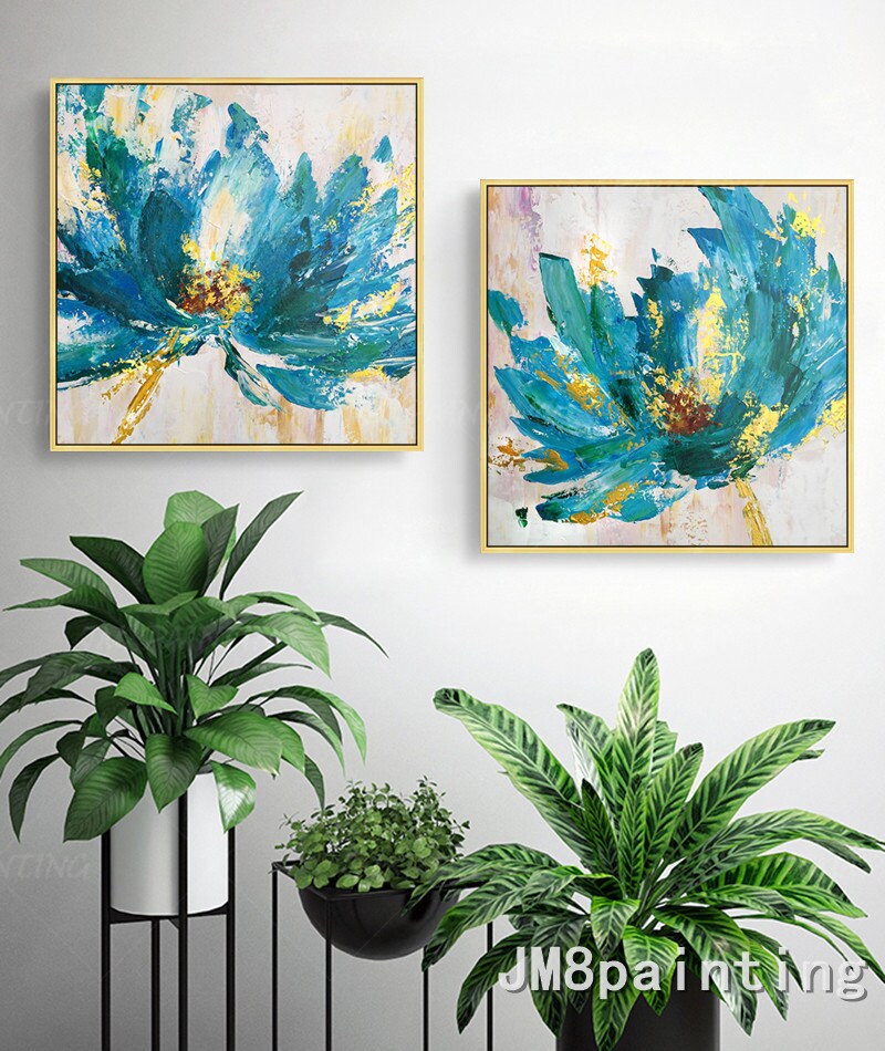 Ingelijst schilderij Valentijnsdag decor originele bloem acryl schilderij paletm #13
