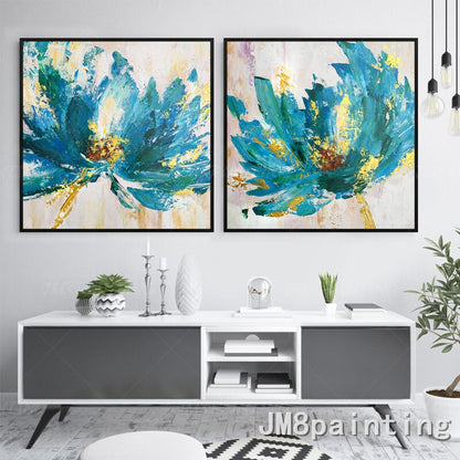 Ingelijst schilderij Valentijnsdag decor originele bloem acryl schilderij paletm #14