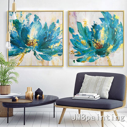 Ingelijst schilderij Valentijnsdag decor originele bloem acryl schilderij paletm #17