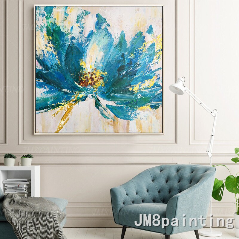 Ingelijst schilderij Valentijnsdag decor originele bloem acryl schilderij paletm #5