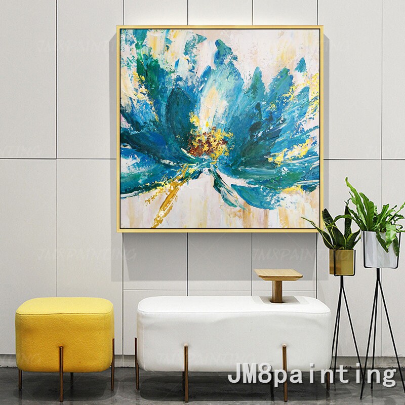 Ingelijst schilderij Valentijnsdag decor originele bloem acryl schilderij paletm #6