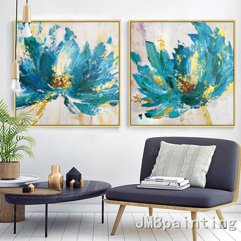 Ingelijst schilderij Valentijnsdag decor originele bloem acryl schilderij paletm #7