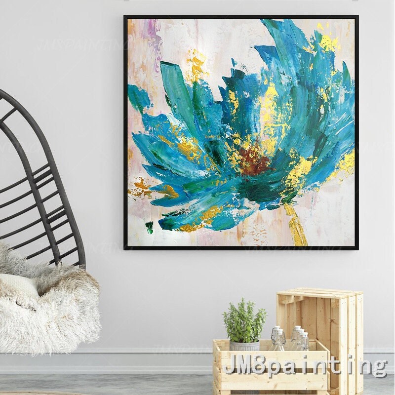 Ingelijst schilderij Valentijnsdag decor originele bloem acryl schilderij paletm #1