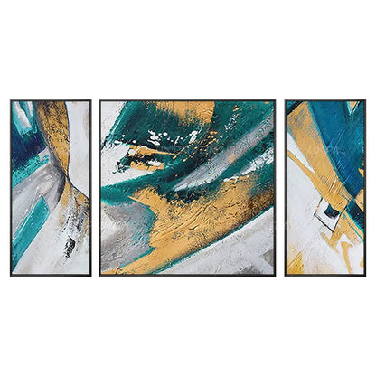 Ingelijste muurkunst blauwe kunst abstracte acrylschilderijen op canvas goud sch #10