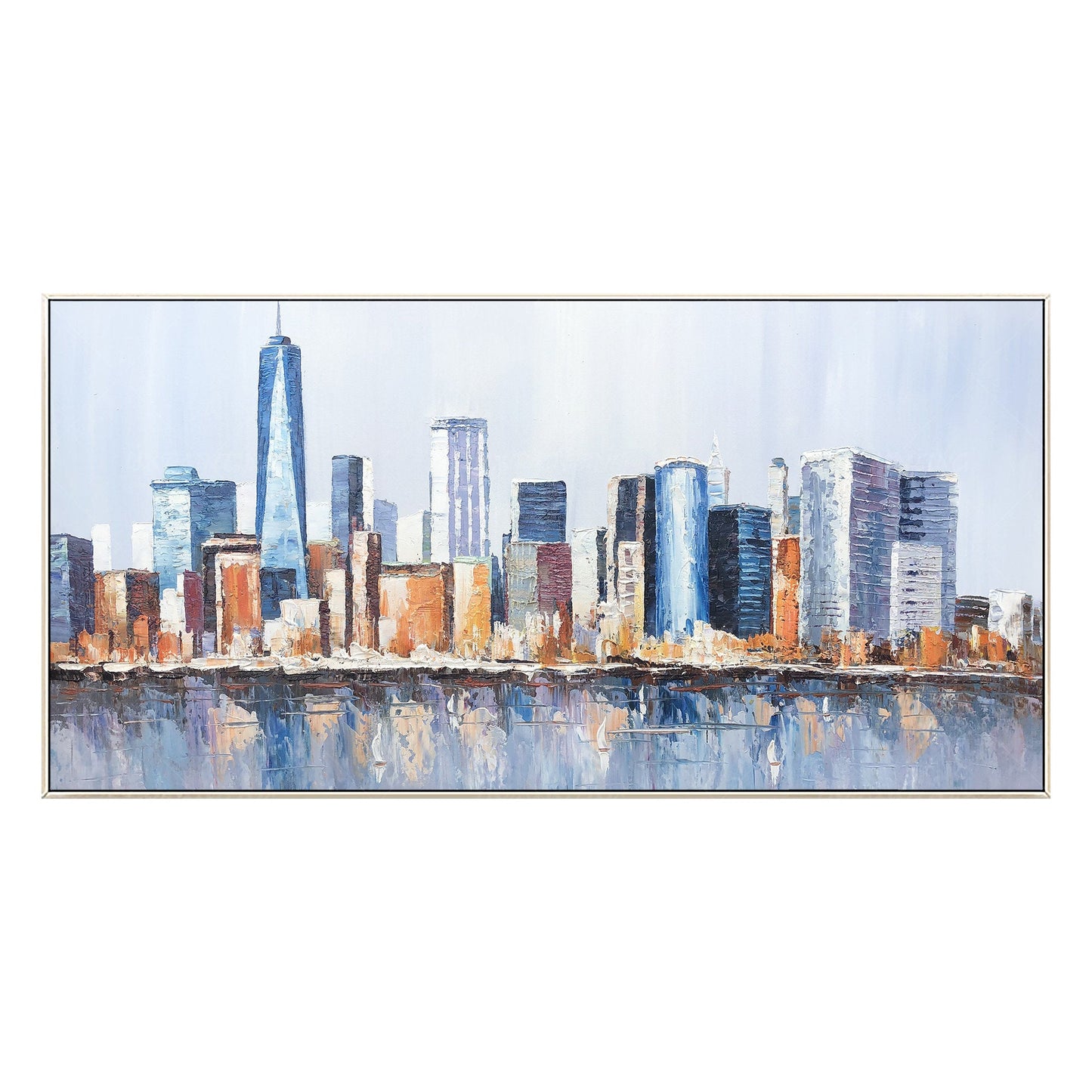 Ingelijste muurkunst Originele skyline van New York stadsgezicht schilderij olie #17