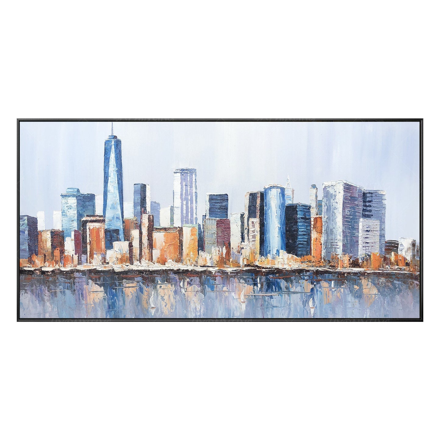 Ingelijste muurkunst Originele skyline van New York stadsgezicht schilderij olie #18