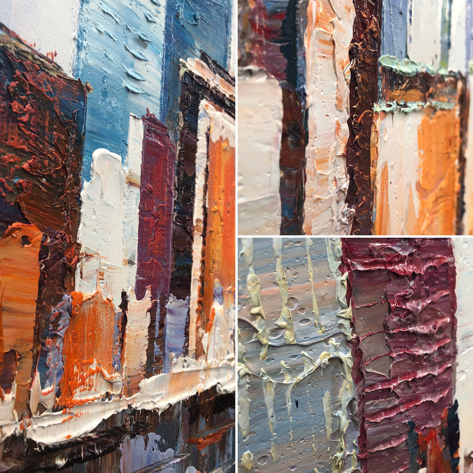 Ingelijste muurkunst Originele skyline van New York stadsgezicht schilderij olie #9