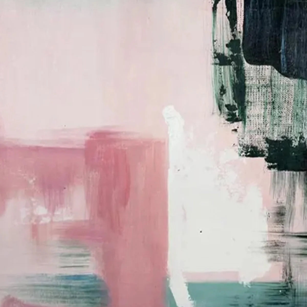 INK & BLOSSOM: Minimalist Abstract Color-Block Oil Painting | rolled canvas, ready for custom framing