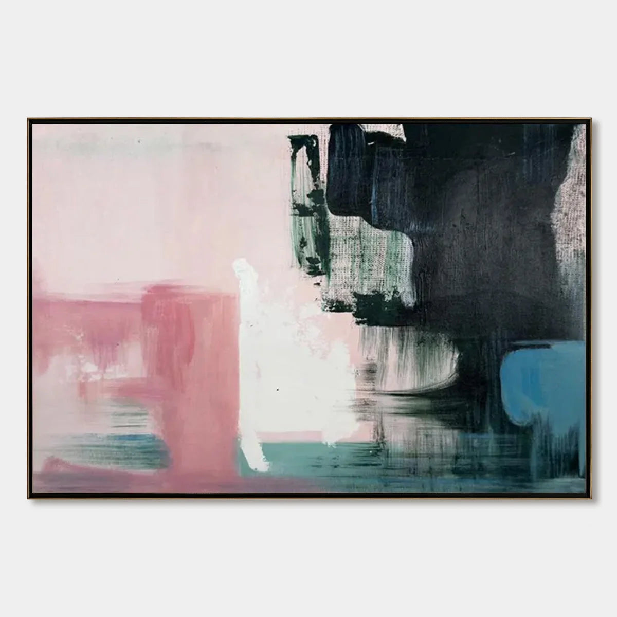 INK & BLOSSOM: Minimalist Abstract Color-Block Oil Painting | hanging in living room, Minimalist wall art