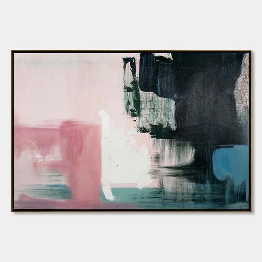 INK & BLOSSOM: Minimalist Abstract Color-Block Oil Painting | hanging in living room, Minimalist wall art