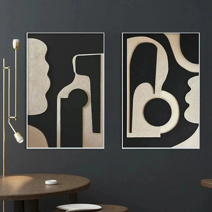 INK BLOT DUO: Abstract Painting, Set of 2, Minimalist Decor, Black and White Wall Art | rolled canvas, ready for custom framing