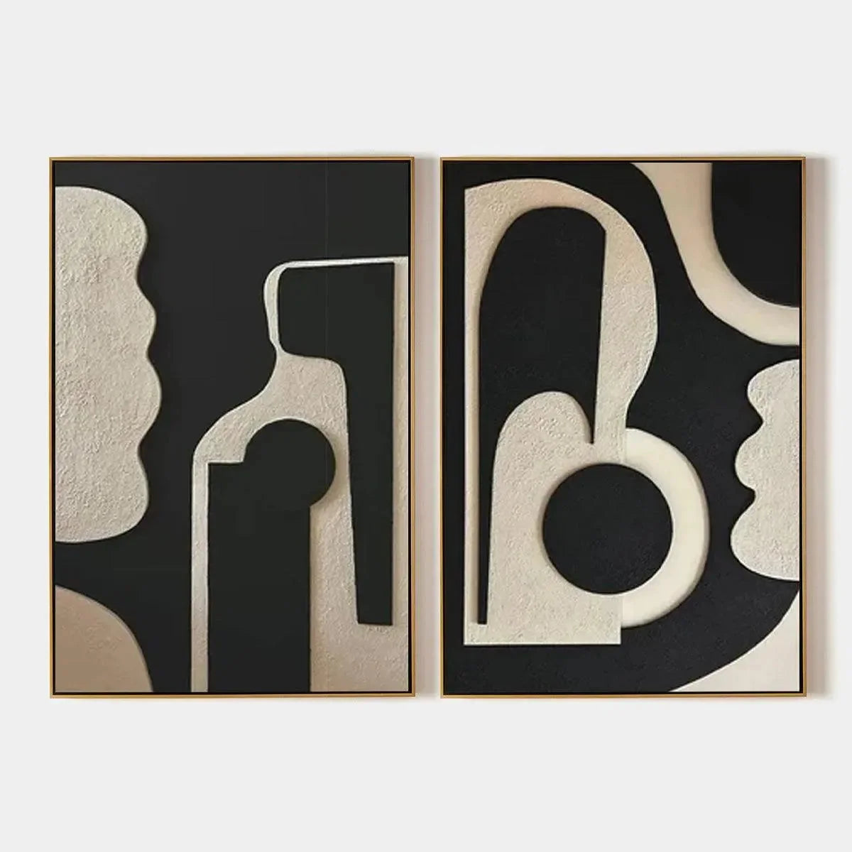 INK BLOT DUO: Abstract Painting, Set of 2, Minimalist Decor, Black and White Wall Art | hanging in living room, Minimalist wall art