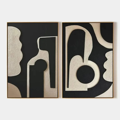 INK BLOT DUO: Abstract Painting, Set of 2, Minimalist Decor, Black and White Wall Art | hanging in living room, Minimalist wall art