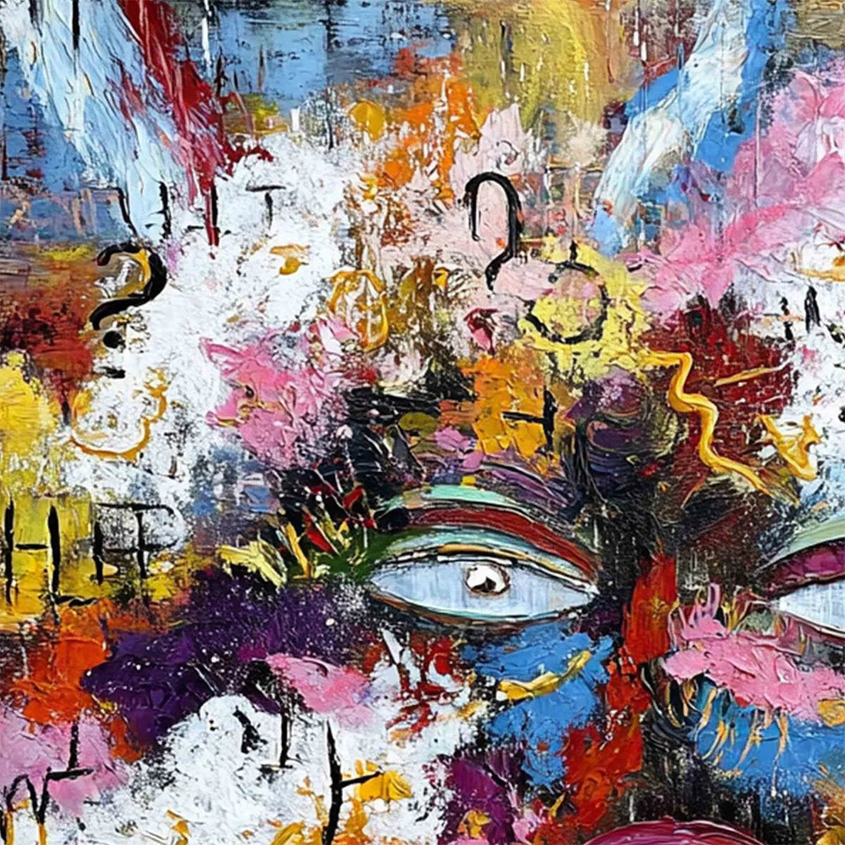 INNER DIALOGUE: Colorful Abstract Portrait Impasto Wall Art | rolled canvas, ready for custom framing