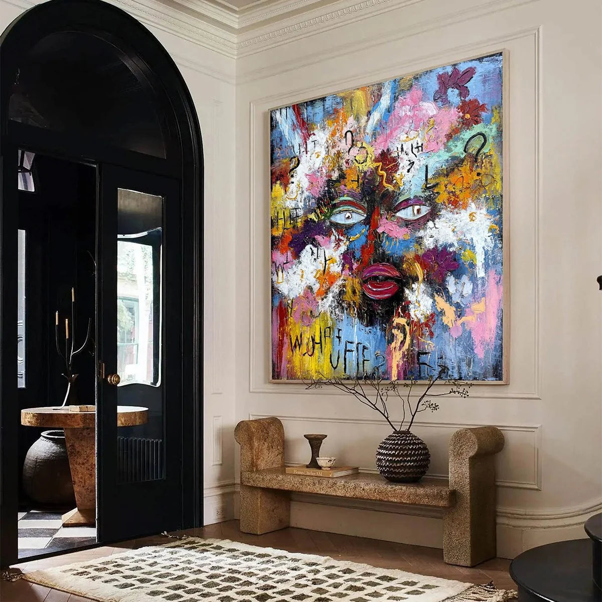 INNER DIALOGUE: Colorful Abstract Portrait Impasto Wall Art | multi-color palette, original oil on stretched canvas art