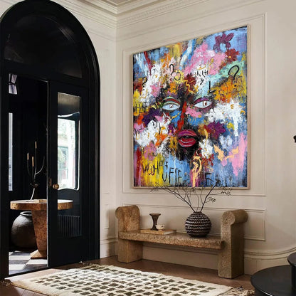 INNER DIALOGUE: Colorful Abstract Portrait Impasto Wall Art | multi-color palette, original oil on stretched canvas art