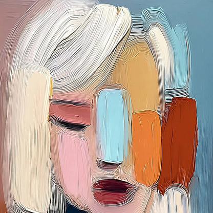 INNER GAZE: Colorful Abstract Figurative Portrait Painting | rectangular format, hand-painted canvas edge