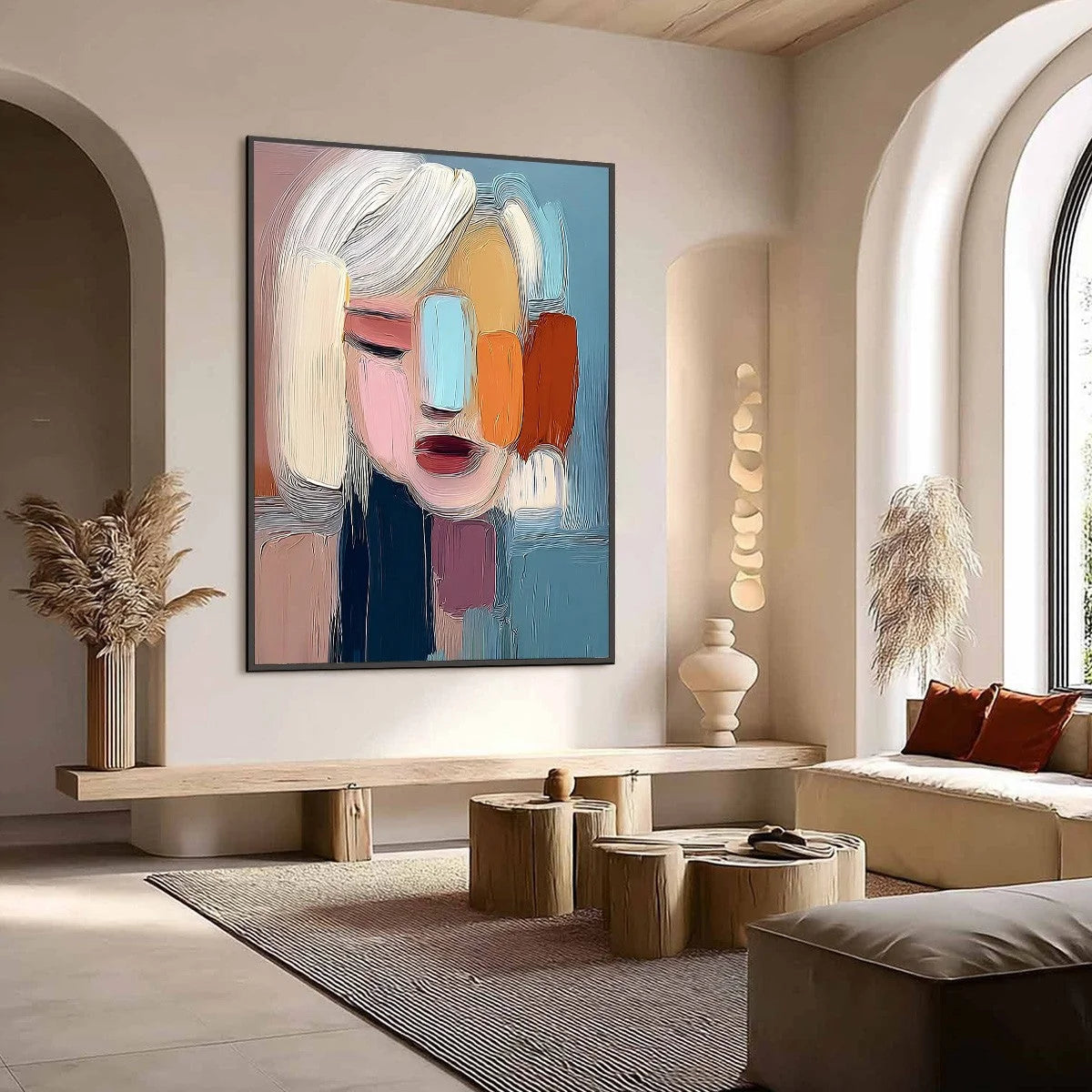 INNER GAZE: Colorful Abstract Figurative Portrait Painting | Figurative mood, soft natural light studio shot