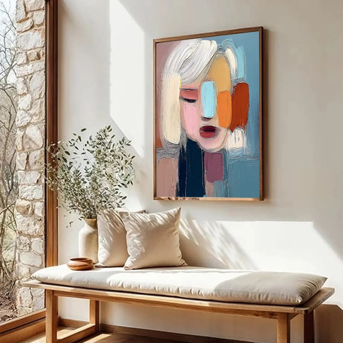 INNER GAZE: Colorful Abstract Figurative Portrait Painting | multi-color palette, original oil on stretched canvas art