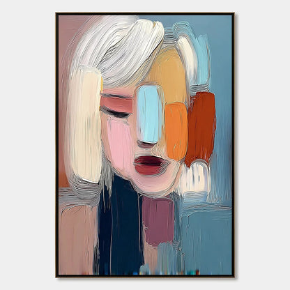 INNER GAZE: Colorful Abstract Figurative Portrait Painting | hanging in living room, Figurative wall art