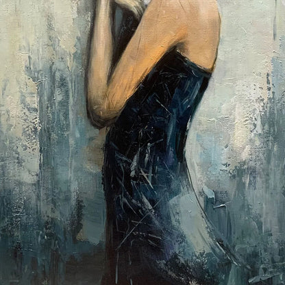 INNER REFLECTIONS: Textured Portrait Oil Painting | Abstract mood, soft natural light studio shot