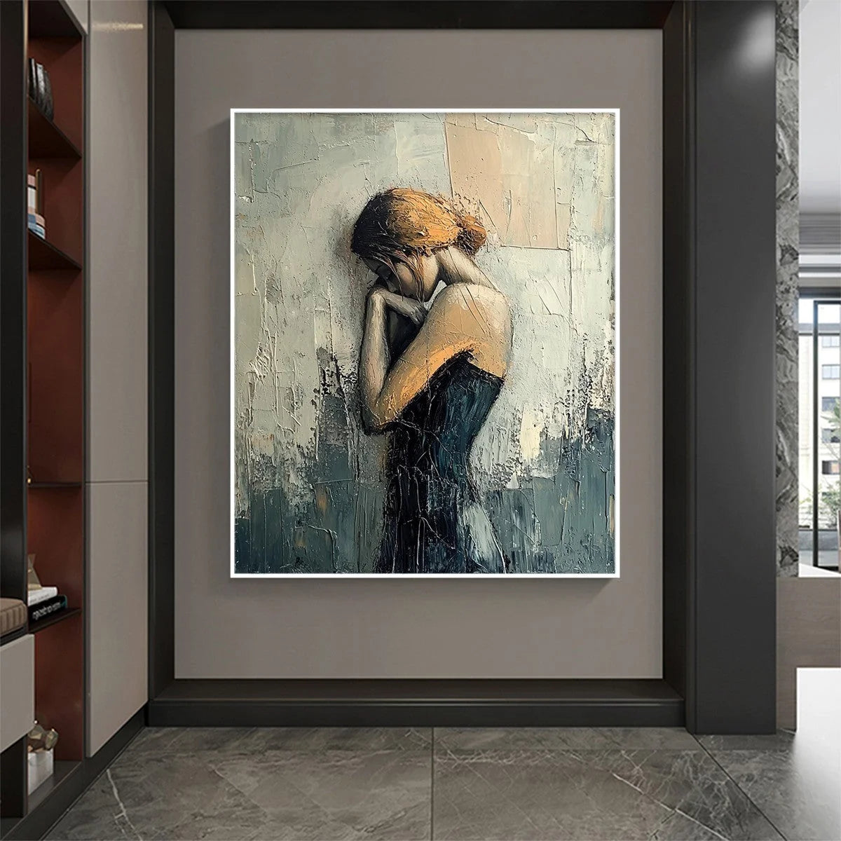 INNER REFLECTIONS: Textured Portrait Oil Painting | multi-color palette, original oil on stretched canvas art