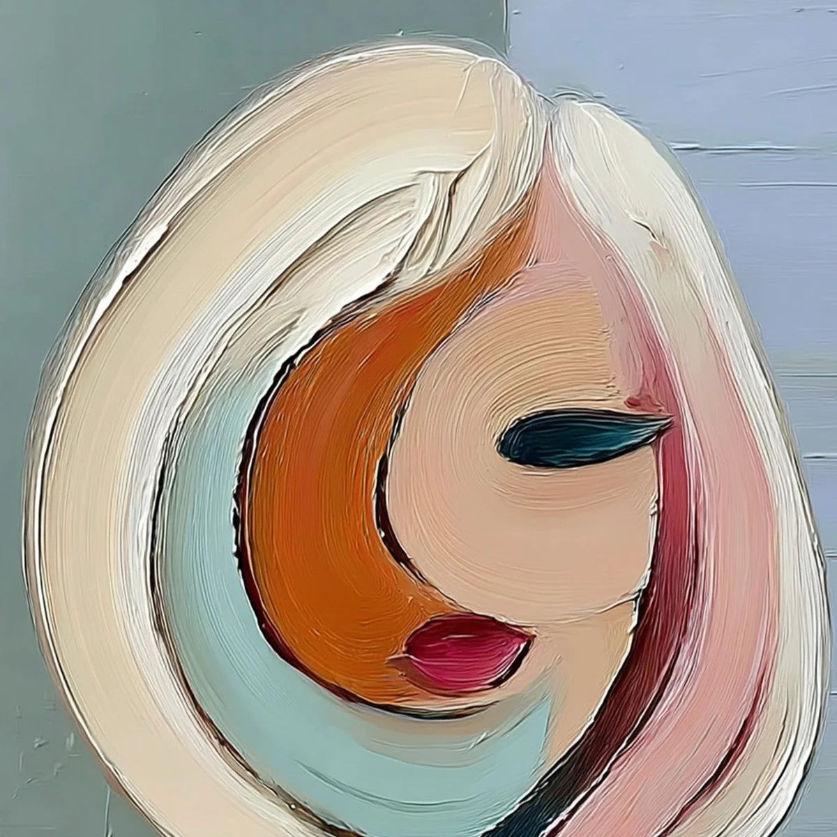 INNER WORLD: Textured Abstract Figurative Portrait Painting | rectangular format, hand-painted canvas edge