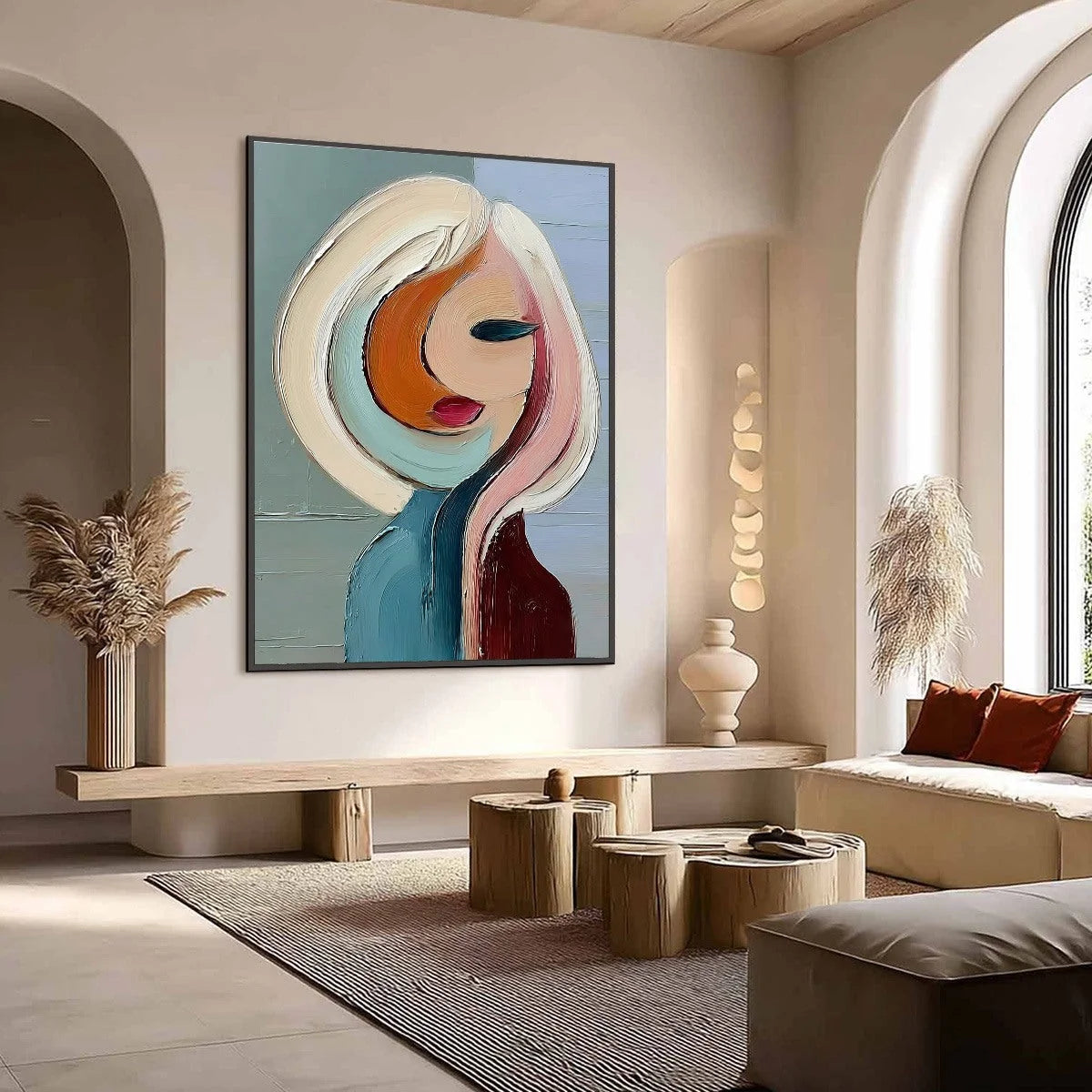 INNER WORLD: Textured Abstract Figurative Portrait Painting | Figurative mood, soft natural light studio shot