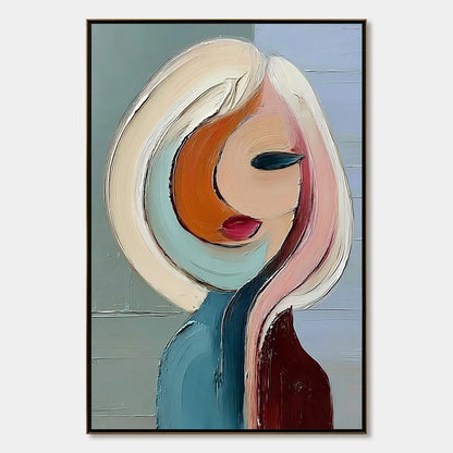 INNER WORLD: Textured Abstract Figurative Portrait Painting | hanging in living room, Figurative wall art