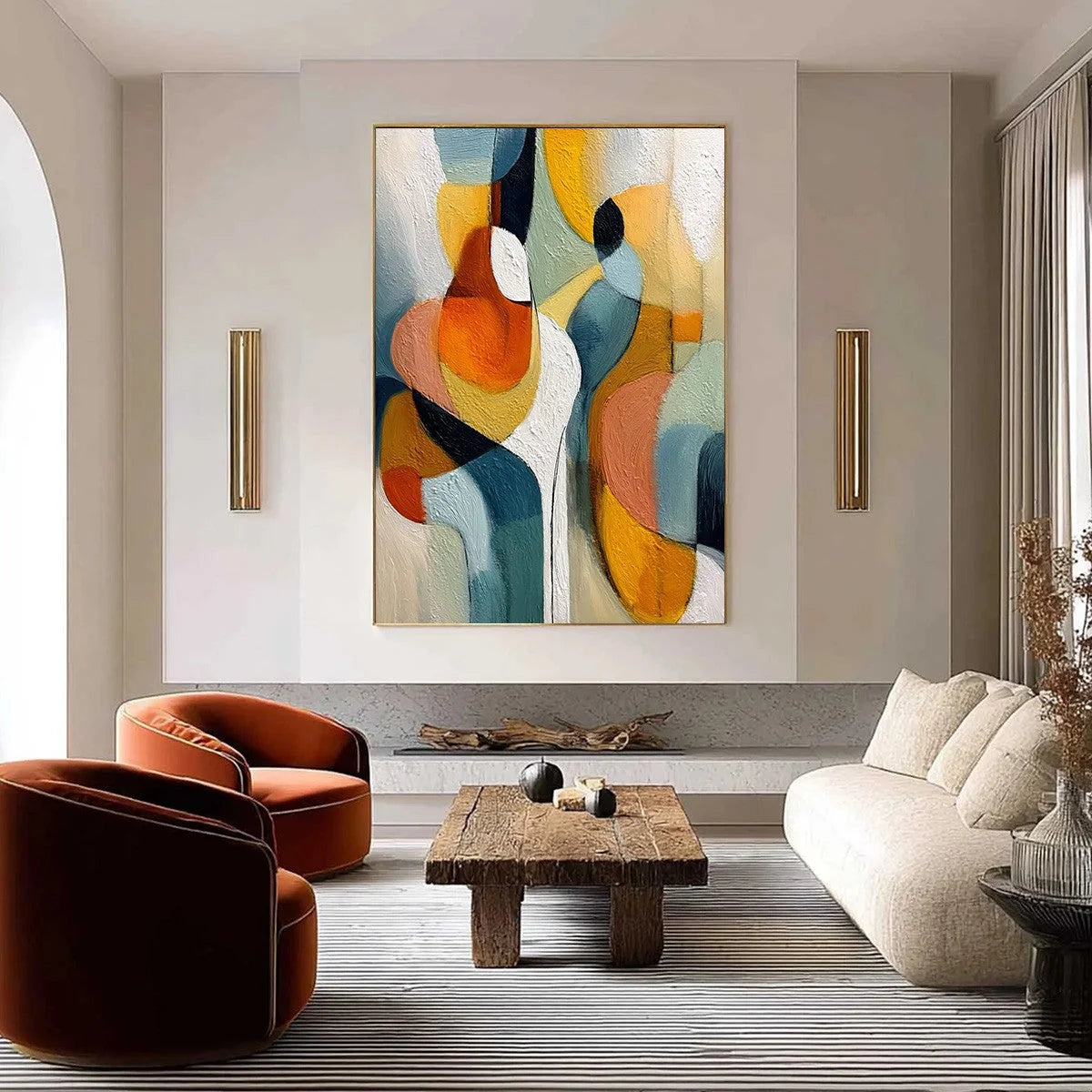INTERPLAY: Colorful Textured Abstract Oil Painting for Modern Decor | Abstract closeup, raised brushwork detail