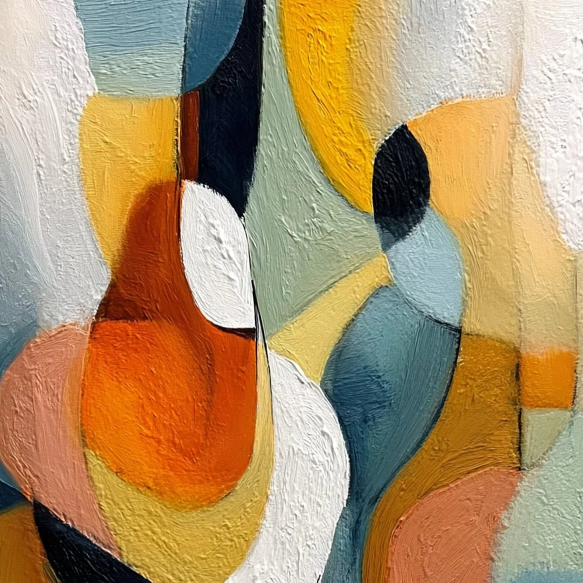INTERPLAY: Colorful Textured Abstract Oil Painting for Modern Decor | rectangular format, hand-painted canvas edge