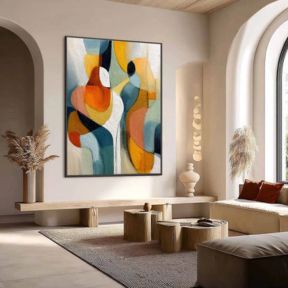 INTERPLAY: Colorful Textured Abstract Oil Painting for Modern Decor | Abstract mood, soft natural light studio shot
