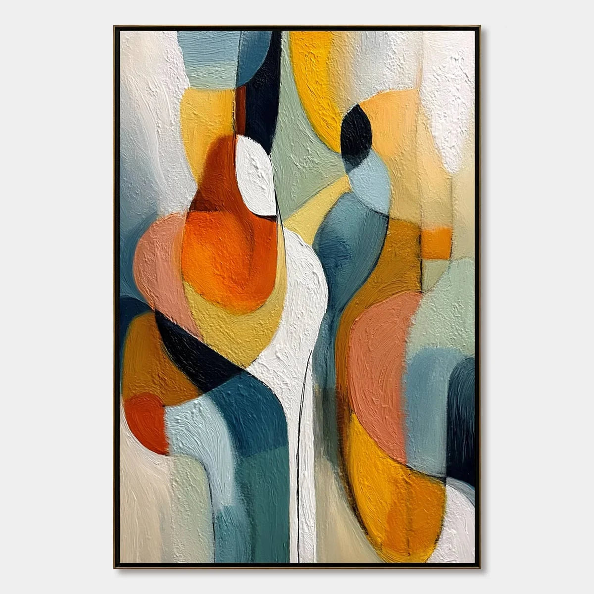 INTERPLAY: Colorful Textured Abstract Oil Painting for Modern Decor | hanging in living room, Abstract wall art