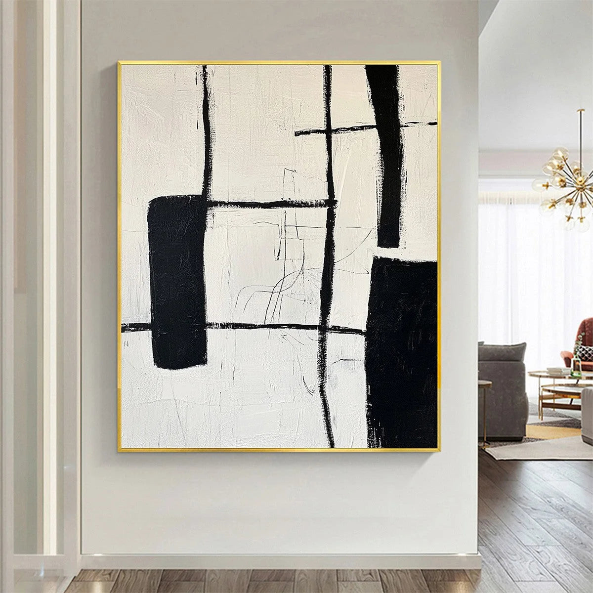 INTERSECTION: Textured Minimalist Abstract Oil Painting | Minimalist closeup, raised brushwork detail